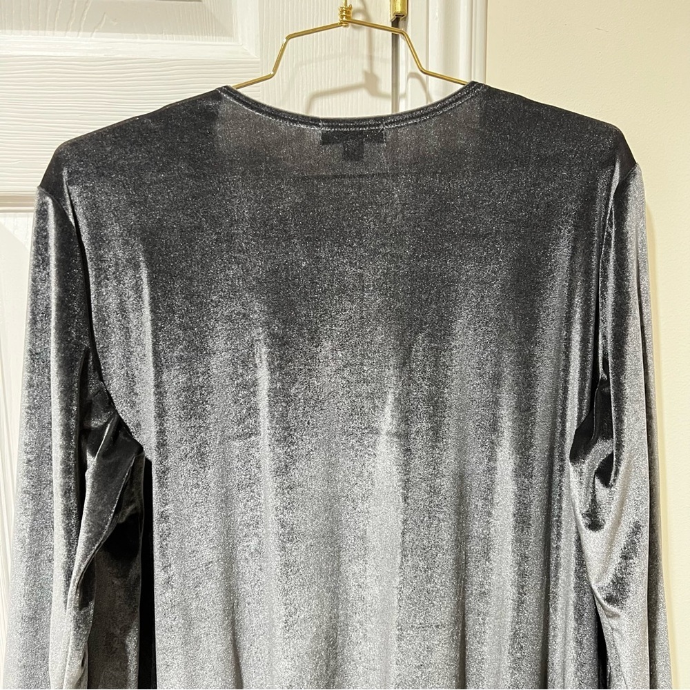 Velvet Lularoe Size Large Grey Velvet Sarah Cardigan Long Duster With Pockets - Picture 4 of 10